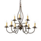 Meyda Lighting Earl 28" 9-Light Antique Copper Chandelier With Ivory Faux Candlelight