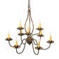 Meyda Lighting Earl 28" 9-Light Antique Copper Chandelier With Ivory Faux Candlelight