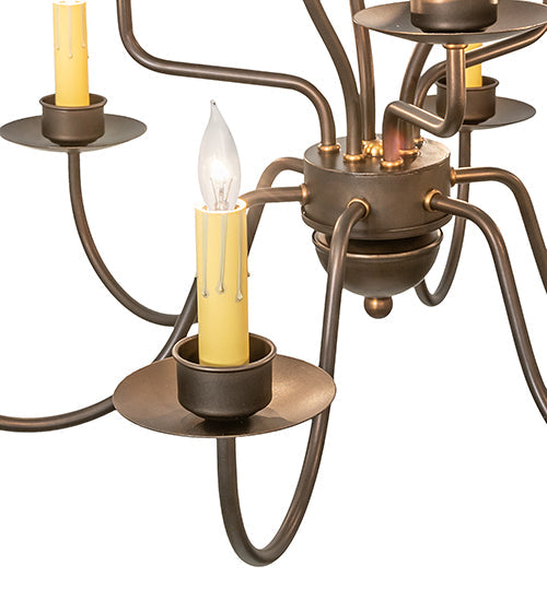 Meyda Lighting Earl 28" 9-Light Antique Copper Chandelier With Ivory Faux Candlelight