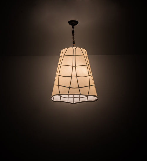 Meyda Lighting Earzz 22" 3-Light Oil Rubbed Bronze Pendant Light With Beige Textrene Shade