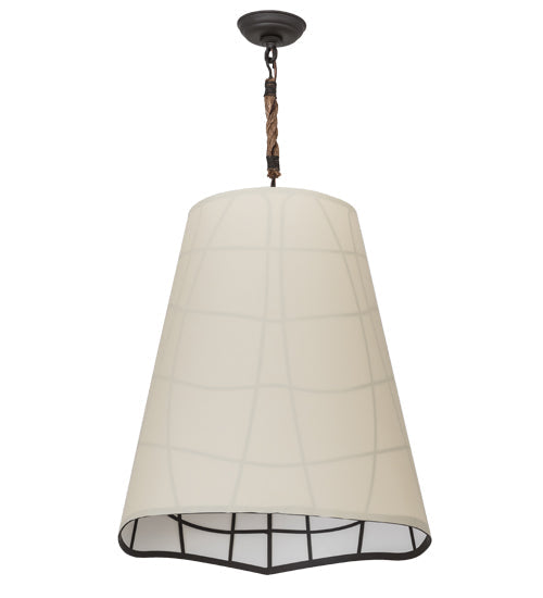 Meyda Lighting Earzz 22" 3-Light Oil Rubbed Bronze Pendant Light With Beige Textrene Shade