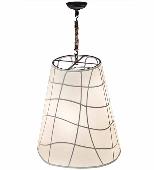 Meyda Lighting Earzz 22" 3-Light Oil Rubbed Bronze Pendant Light With Beige Textrene Shade