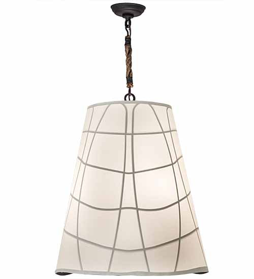 Meyda Lighting Earzz 22" 3-Light Oil Rubbed Bronze Pendant Light With Beige Textrene Shade
