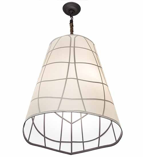 Meyda Lighting Earzz 22" 3-Light Oil Rubbed Bronze Pendant Light With Beige Textrene Shade