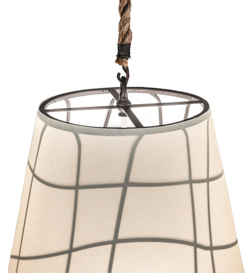 Meyda Lighting Earzz 22" 3-Light Oil Rubbed Bronze Pendant Light With Beige Textrene Shade