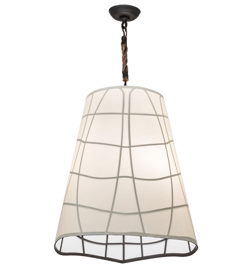 Meyda Lighting Earzz 22" 3-Light Oil Rubbed Bronze Pendant Light With Beige Textrene Shade