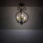 Meyda Lighting Easton 12" 3-Light Black Satin Wrought Iron Flush Mount Light With Ivory Faux Candlelight