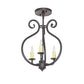 Meyda Lighting Easton 12" 3-Light Black Satin Wrought Iron Flush Mount Light With Ivory Faux Candlelight