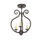 Meyda Lighting Easton 12" 3-Light Black Satin Wrought Iron Flush Mount Light With Ivory Faux Candlelight