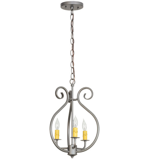 Meyda Lighting Easton 12" 3-Light Blackened Pewter Pendant Light With Ivory Faux Candlelight