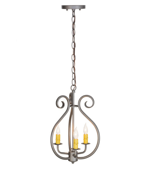Meyda Lighting Easton 12" 3-Light Blackened Pewter Pendant Light With Ivory Faux Candlelight