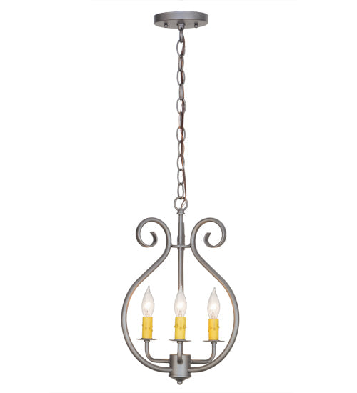 Meyda Lighting Easton 12" 3-Light Blackened Pewter Pendant Light With Ivory Faux Candlelight