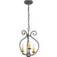 Meyda Lighting Easton 12" 3-Light Blackened Pewter Pendant Light With Ivory Faux Candlelight