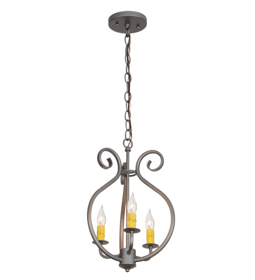 Meyda Lighting Easton 12" 3-Light Blackened Pewter Pendant Light With Ivory Faux Candlelight