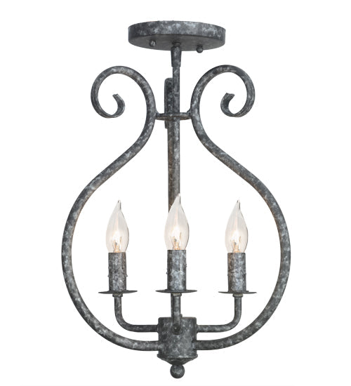 Meyda Lighting Easton 12" 3-Light Graphite Pewter Flush Mount Light
