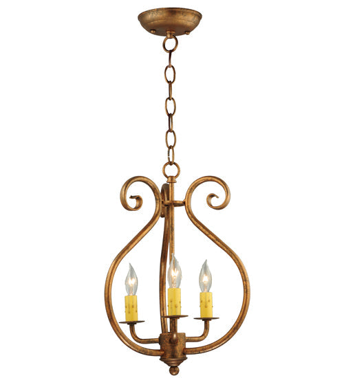 Meyda Lighting Easton 12" 3-Light Hanna Copper Easton Pendant Light With Ivory Faux Candlelight