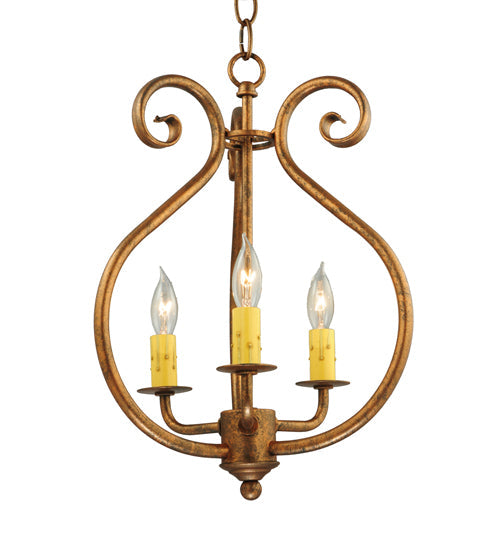 Meyda Lighting Easton 12" 3-Light Hanna Copper Easton Pendant Light With Ivory Faux Candlelight