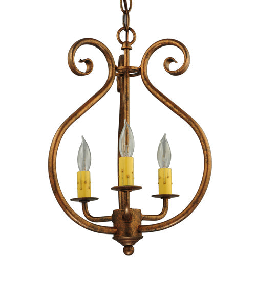 Meyda Lighting Easton 12" 3-Light Hanna Copper Easton Pendant Light With Ivory Faux Candlelight