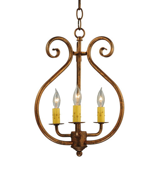 Meyda Lighting Easton 12" 3-Light Hanna Copper Easton Pendant Light With Ivory Faux Candlelight
