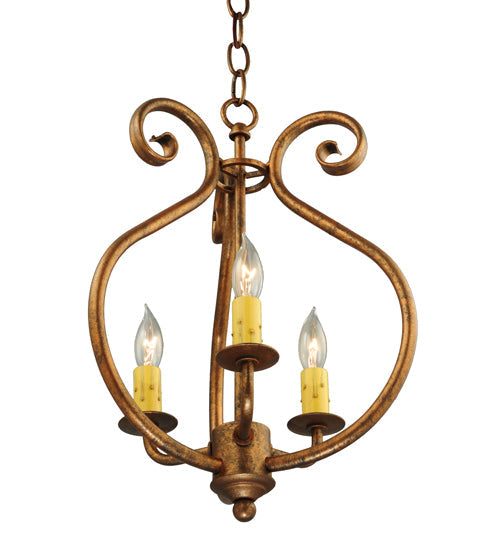 Meyda Lighting Easton 12" 3-Light Hanna Copper Easton Pendant Light With Ivory Faux Candlelight