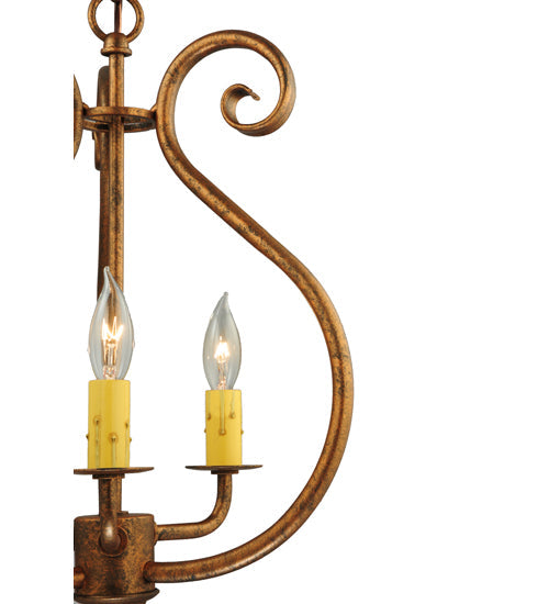 Meyda Lighting Easton 12" 3-Light Hanna Copper Easton Pendant Light With Ivory Faux Candlelight