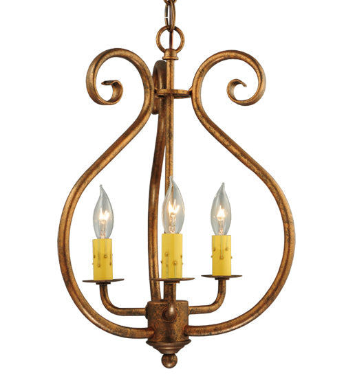 Meyda Lighting Easton 12" 3-Light Hanna Copper Easton Pendant Light With Ivory Faux Candlelight