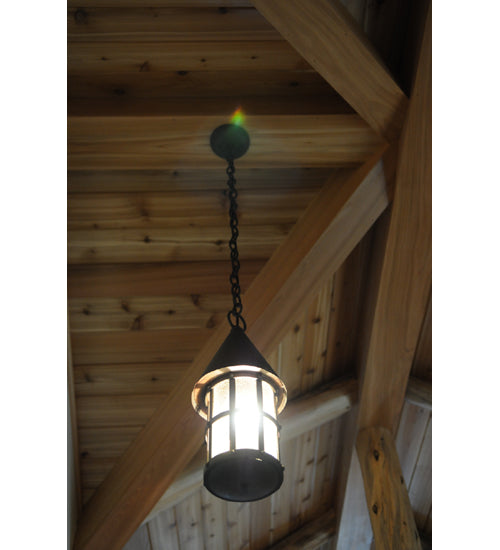 Meyda Lighting Eastwick 8" Hand Wrought Iron Pendant Light With Clear Seeded Shade Glass