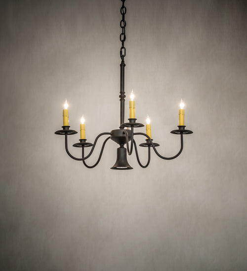 Meyda Lighting Eden 22" 6-Light Chestnut Chandelier With Ivory Faux Candlelight