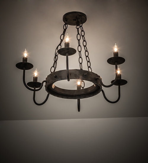 Meyda Lighting Edinburgh 24" 6-Light Costello Black Chandelier With Black Faux Candlelight