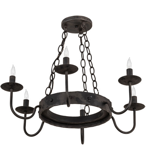 Meyda Lighting Edinburgh 24" 6-Light Costello Black Chandelier With Black Faux Candlelight