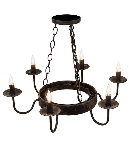 Meyda Lighting Edinburgh 24" 6-Light Costello Black Chandelier With Black Faux Candlelight