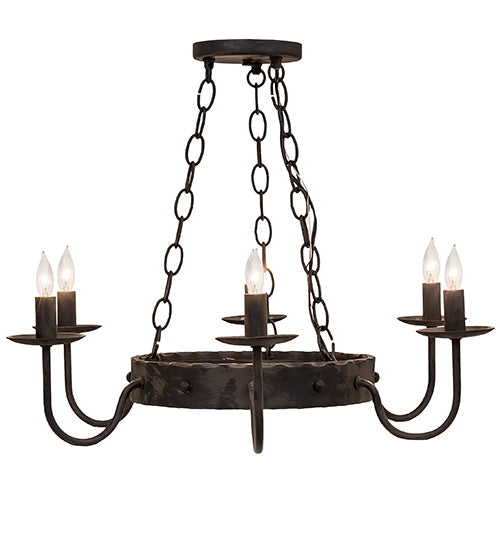 Meyda Lighting Edinburgh 24" 6-Light Costello Black Chandelier With Black Faux Candlelight