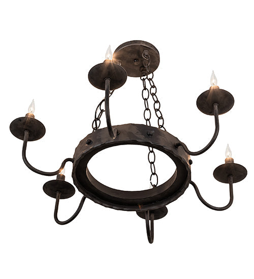 Meyda Lighting Edinburgh 24" 6-Light Costello Black Chandelier With Black Faux Candlelight