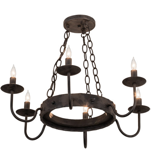 Meyda Lighting Edinburgh 24" 6-Light Costello Black Chandelier With Black Faux Candlelight