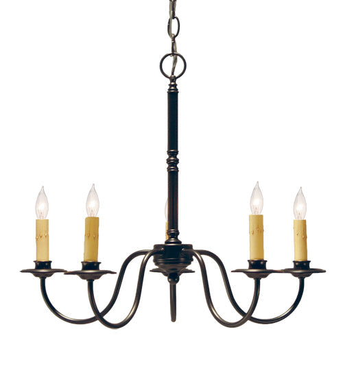 Meyda Lighting Edson 22" 5-Light Blackwash Chandelier With Ivory Faux Candlelight
