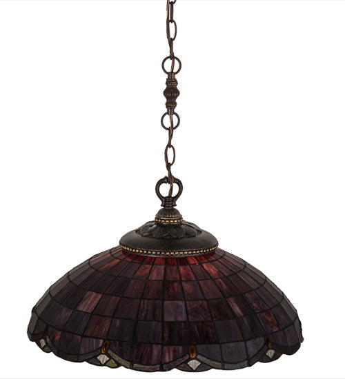 Meyda Lighting Elan 20" Antique Pendant Light With Amber Shade Glass