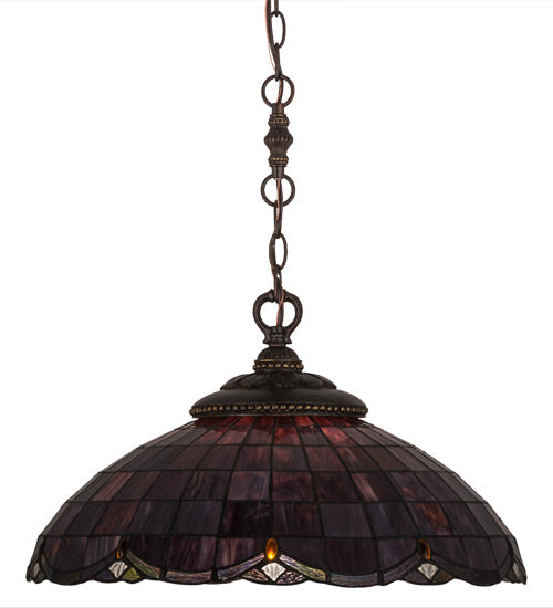 Meyda Lighting Elan 20" Antique Pendant Light With Amber Shade Glass