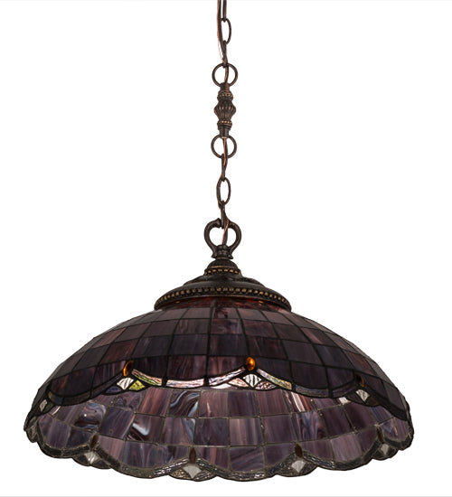 Meyda Lighting Elan 20" Antique Pendant Light With Amber Shade Glass