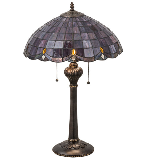 Meyda Lighting Elan 24" Antique Table Lamp With Purple & Amber Shade Glass