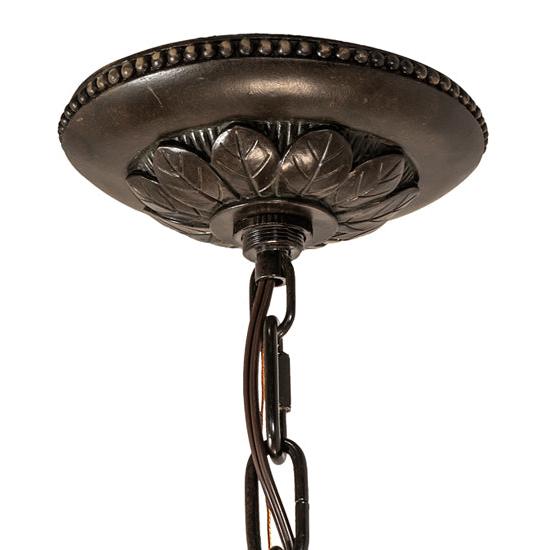 Meyda Lighting Elan 29" 3-Light Antique Inverted Pendant Light With Violet Shade Glass