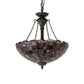 Meyda Lighting Elan 29" 3-Light Antique Inverted Pendant Light With Violet Shade Glass