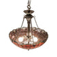 Meyda Lighting Elan 29" 3-Light Antique Inverted Pendant Light With Violet Shade Glass