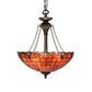 Meyda Lighting Elan 29" 3-Light Antique Inverted Pendant Light With Violet Shade Glass
