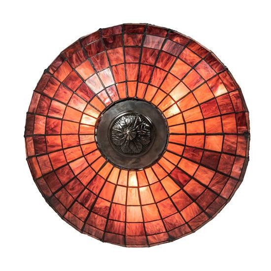 Meyda Lighting Elan 29" 3-Light Antique Inverted Pendant Light With Violet Shade Glass