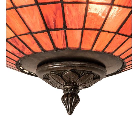 Meyda Lighting Elan 29" 3-Light Antique Inverted Pendant Light With Violet Shade Glass