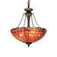Meyda Lighting Elan 29" 3-Light Antique Inverted Pendant Light With Violet Shade Glass