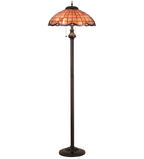 Meyda Lighting Elan 65" 3-Light Mahogany Bronze Floor Lamp With Amber & Clear Shade Glass