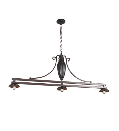 Meyda Lighting Elan 70" 3-Light Mahogany Bronze Island Pendant Light With Ruby Shade Glass