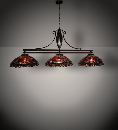 Meyda Lighting Elan 70" 3-Light Mahogany Bronze Island Pendant Light With Ruby Shade Glass