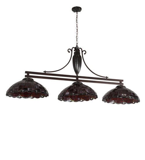 Meyda Lighting Elan 70" 3-Light Mahogany Bronze Island Pendant Light With Ruby Shade Glass